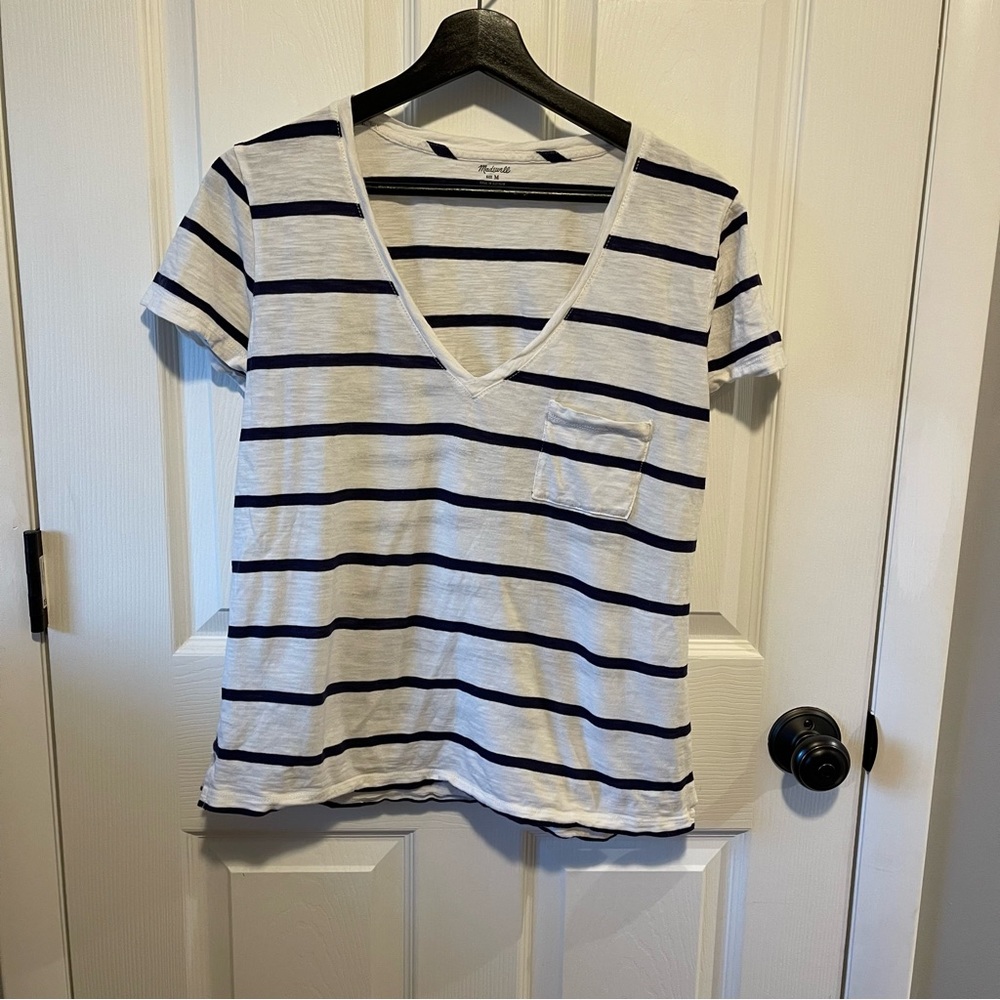 Madewell Striped V Neck T-shirt